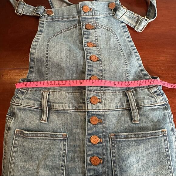 Madewell Bayfront Crop Overalls E9702 Small Button Front Denim Blue Jean - Picture 9 of 14